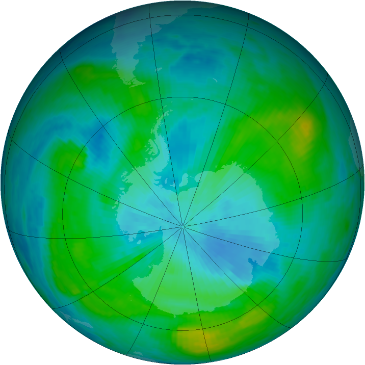 Antarctic ozone map for 23 February 1981
